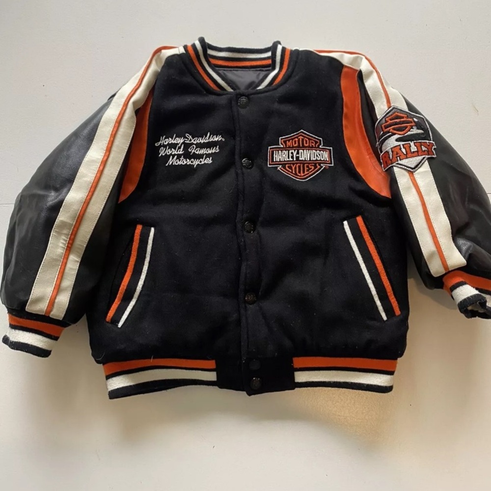 Harley Davidson Kids Reversible Bomber Style Letterman Warm Jacket Youth Size 4